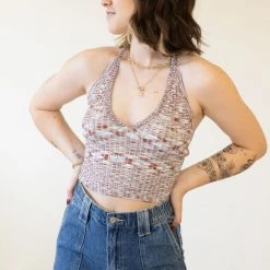 Cotton Candy Back Track Halter Crop Top