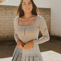 Mable Somewhere Else Long Sleeve Crop Top