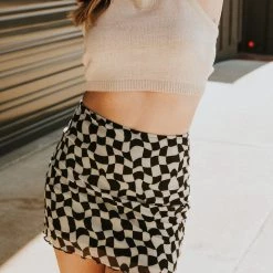 Bailey Rose Never Closer Checkered Mini Skirt