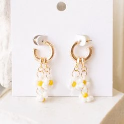 Fame Accessories Flower Charm Hoop Earrings