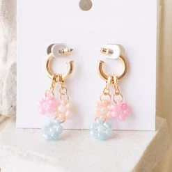 Fame Accessories Flower Charm Hoop Earrings