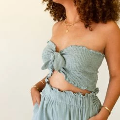 Nectar Clothing New Arrivals Sun Seeking Smocked Crop Top