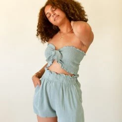 Nectar Clothing New Arrivals Sun Seeking Smocked Crop Top