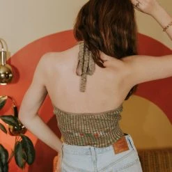 Cotton Candy Back Track Halter Crop Top